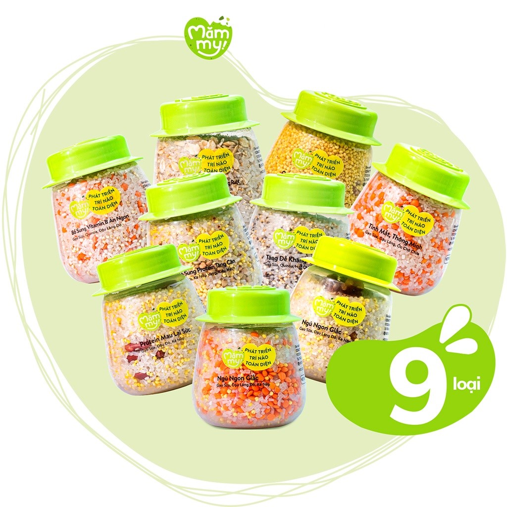 Hạt Ăn Dặm Hữu Cơ Mămmy - 9 Loại Hạt - Hũ Hạt Riêng/Set 9 Hũ Mix Hạt Và Gạo Sữa