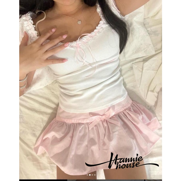 Hannie- Áo Thun Chắp Vá Ren Dễ Thương Của Phụ Nữ