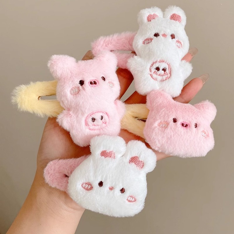 Dễ Thương Kẹp Tóc Thỏ / Heo Nhồi Bông Đáng Yêu Thời Trang Thu Đông Dành Cho