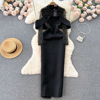 Niche đầm nữ phối ren ôm eo thời trang cao cấp sang trọng