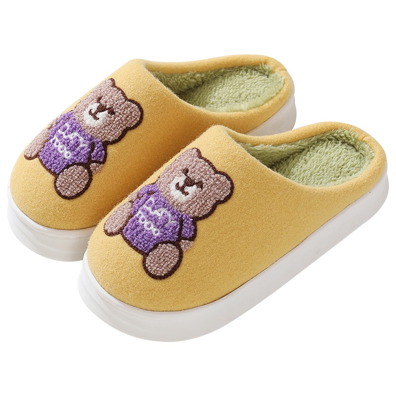😜Dép Bông Đi Trong Nhà Mùa Đông Chất Liệu cotton Dày Dặn Chống Trượt Họa Tiết Hoạt Hình