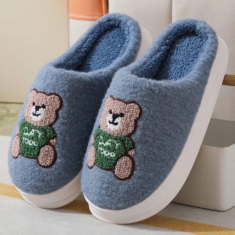 😜Dép Bông Đi Trong Nhà Mùa Đông Chất Liệu cotton Dày Dặn Chống Trượt Họa Tiết Hoạt Hình