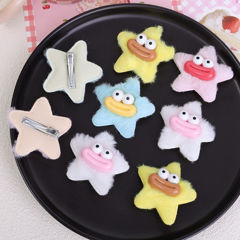Set 1 / 5 Kẹp Tóc Mỏ Vịt Đính Búp Bê Ngôi Sao Mắt To Dễ Thương Cho Nữ