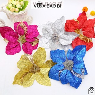Hoa trạng nguyên kim tuyến trang trí Tết 22cm màu đỏ, bạc, vàng làm tháp oản bánh năm mới VUA BAO BÌ