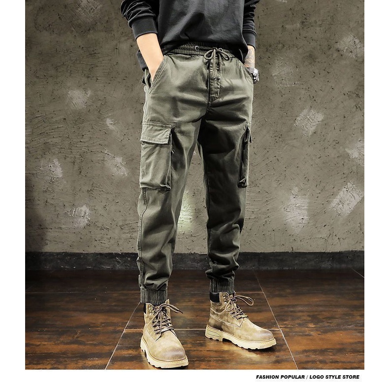 Quần Legging cotton Nguyên Chất Dáng Rộng Phong Cách Quân Đội Cho Nam