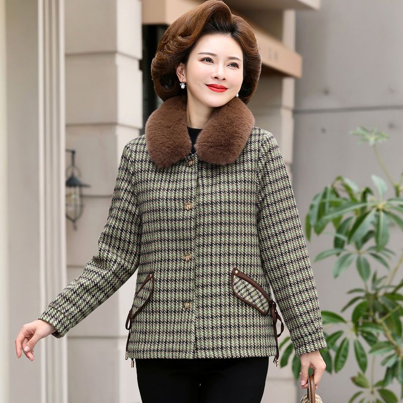 Áo Khoác Lót Lông Cừu Dáng Ngắn Phong Cách Phương Tây Thời Trang Mùa Đông Cho Phụ Nữ Trung Niên