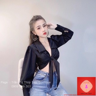 ÁO CROPTOP SƠMI CỘT EO PHI LỤA 2 trong 1