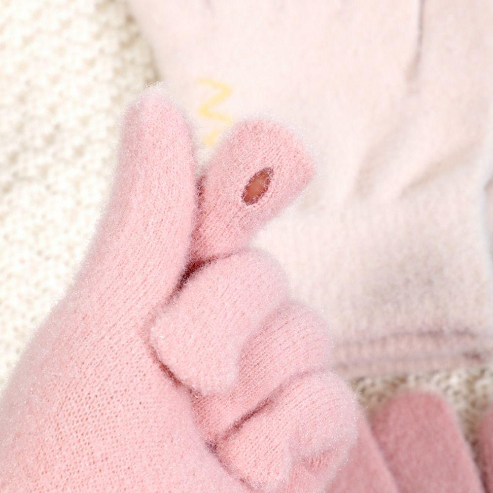 Mkeb Găng Tay Dệt Kim nylon Màu Trơn Giữ Ấm Ngón Tay Chống Gió Mùa Đông Có Thể Chạm Màn Hình Cảm Ứng Dành Cho Nữ