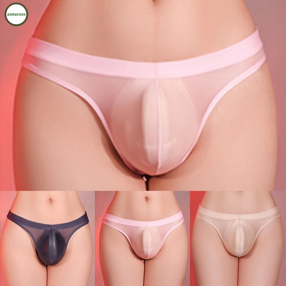 New Coming~Underwear Low Men Oil Shiny Panties Pink Rise See Through Sexy Stretch#Home Essentialses