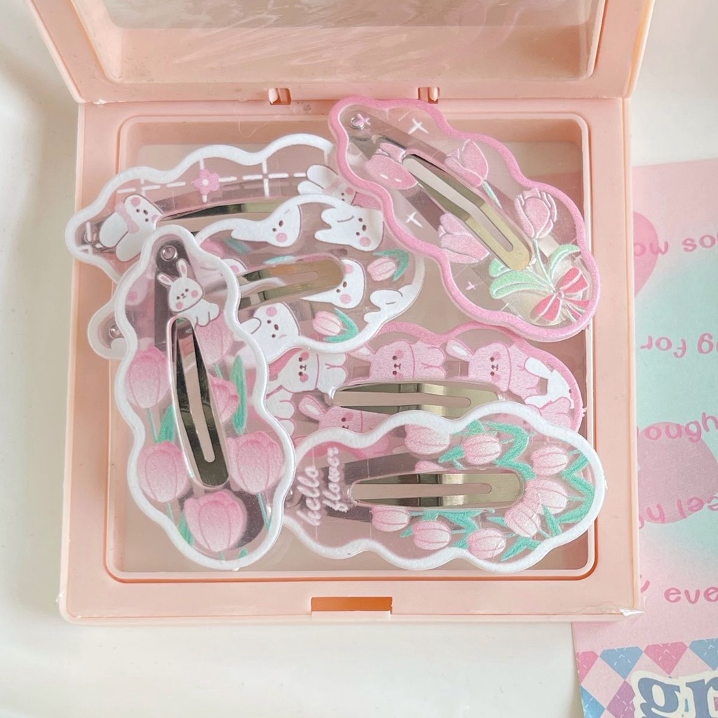 PVN61561 Kẹp Tóc Hình Hoa tulip / Thỏ / Đám Mây Hoạt Hình Kiểu Hàn Quốc Dễ Thương Cho Bé Gái