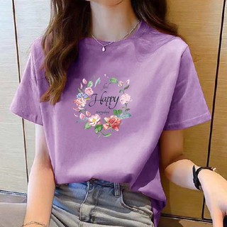 Áo Thun Tay Ngắn Cổ Tròn Dáng Rộng In Hình Hoa Hồng Thời Trang Cho Nữ