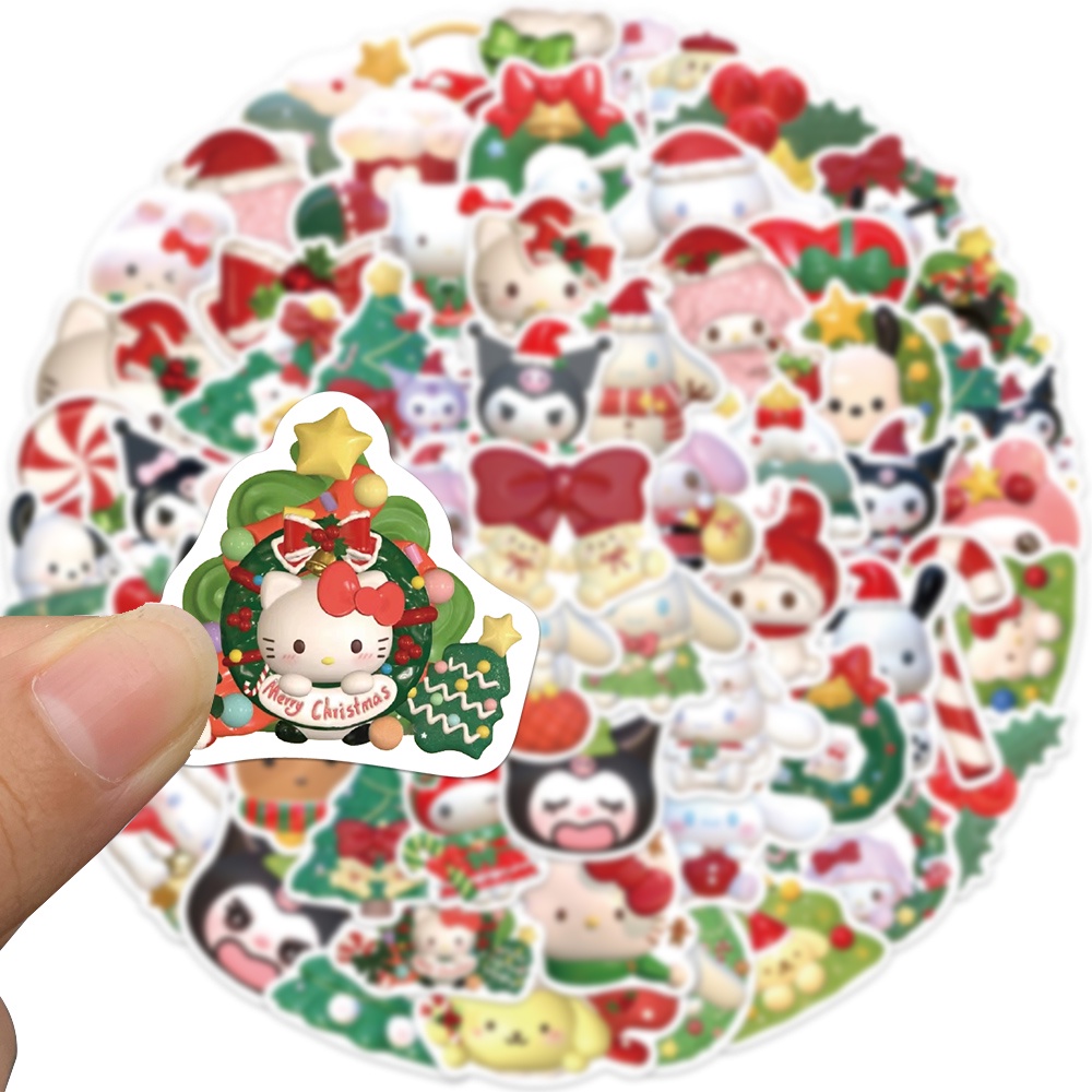 SANRIO Bộ 62 Miếng Dán Chống Thấm Nước Họa Tiết graffiti Độc Đáo Trang Trí Nón Bảo Hiểm / Xe Đạp