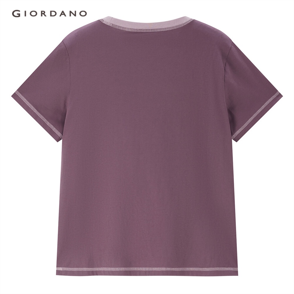 Áo thun GIORDANO 05323384 tay ngắn màu sáng tương phản thời trang cao cấp