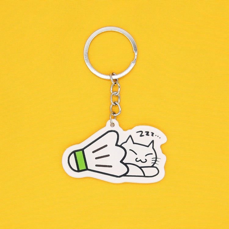 Móc khóa cầu lông hình mèo con chơi cầu cưc kì dễ thương , siêu cute