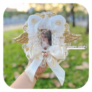 Toploader decor 3d vải ren b8 | hoàng gia cánh vàng nơ hoa bướm | thẻ đựng card idol anime tr059