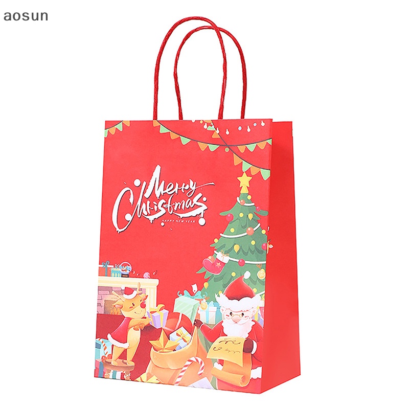 Aosun Túi Giấy kraft Đựng Quà Giáng Sinh Hình Ông Già Noel Tuần Lộc Dễ Thương