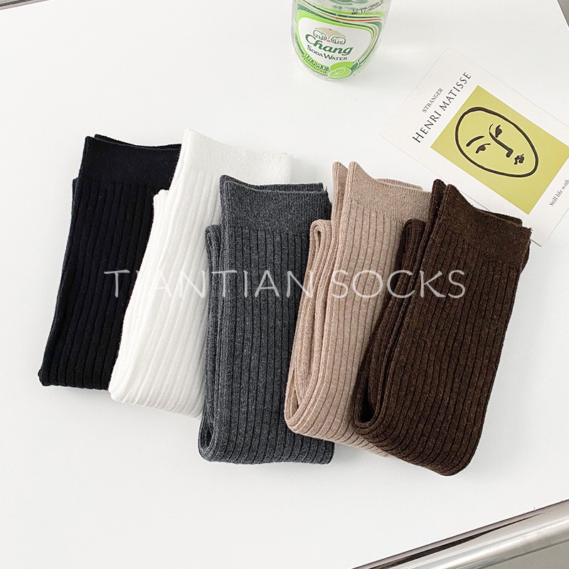 TIANTIAN T332 Vớ Dài Đến Đầu Gối Màu Trơn Thời Trang Thu Đông Nhật Bản Dành Cho Nữ