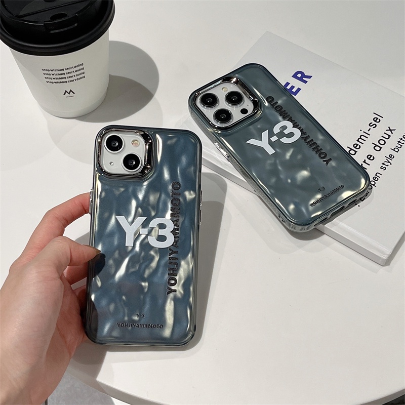 Ốp Điện Thoại Cứng Mạ Điện Hình Sóng Nước y-3 Cho iphone 14 / 13 / 12 pro max / 13pro / 12pro / 12 / iphone 15 / 14 pro max