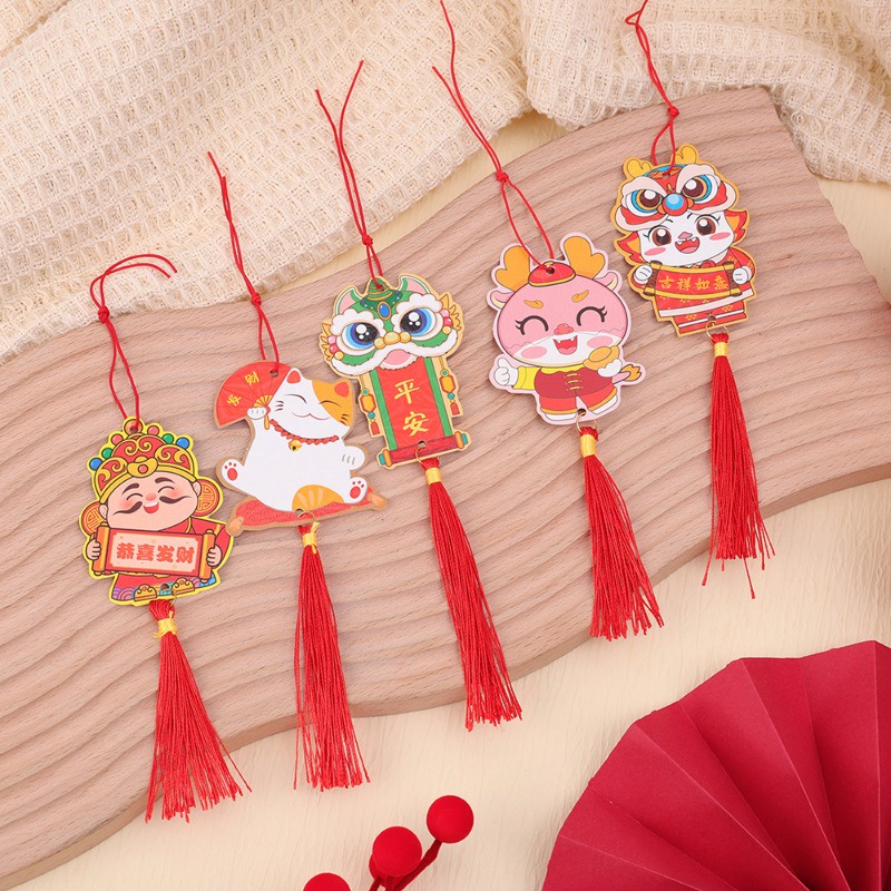 Bộ 6 Dây Treo Cây May Mắn Trang Trí Năm Mới / Phòng Khách / Lễ Hội / Chậu Cây Hình Rồng / Thần Tài May Mắn