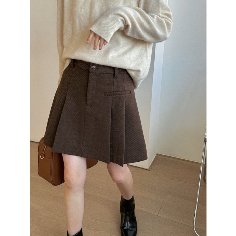 Chân Váy Chữ a Lưng Cao Dày Dặn Phong Cách Châu Âu Thời Trang Thu Đông Mới 2023