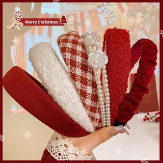 Red Holiday Headband Sang Trọng Mũ 2025 Phong Cách Mới Phụ Kiện Tóc Nữ Phụ Kiện Thời Trang