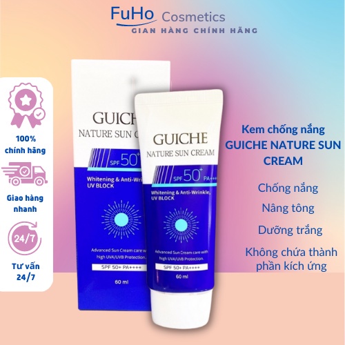 Kem Chống Nắng Guiche Nature Sun Cream SPF50+++ Hàn Quốc Nâng Tone Kiềm Dầu 60ml