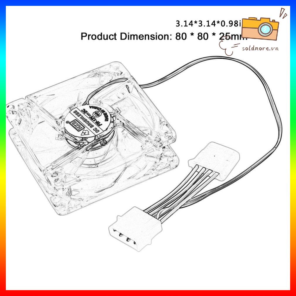 Quạt CPU máy tính 80MM Led Silent PC 12V Led Luminous Chass Quạt làm mát