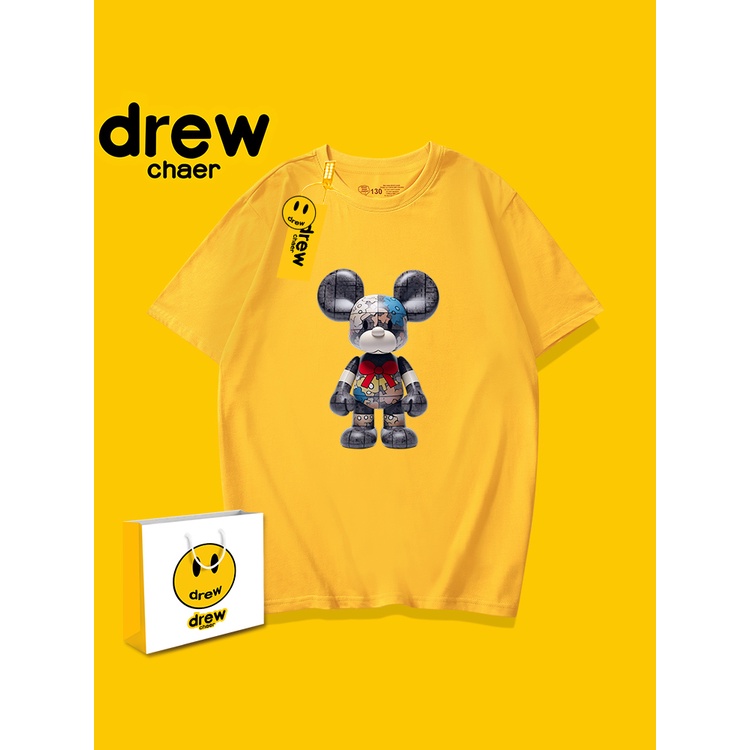 Áo Thun Tay Ngắn Cổ Tròn Vải cotton In Hình Gấu Kiểu Hàn Quốc Thời Trang Mùa Hè