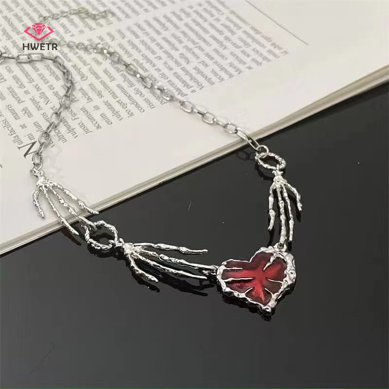 Vòng cổ choker HWETR mặt trái tim phong cách gothic punk thời trang cho nữ