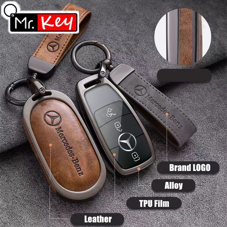 Vỏ Da Hợp Kim Nhôm Bảo Vệ Chìa Khóa Xe Hơi mercedes benz a b c e s g class w204 w205 w212 w213 w176 w177 glc cla amg