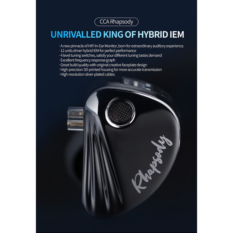 CCA Rhapsody 2DD+4BA Hybrid IEM Tai nghe Hi-Fi Tai nghe có dây với cáp có thể tháo rời