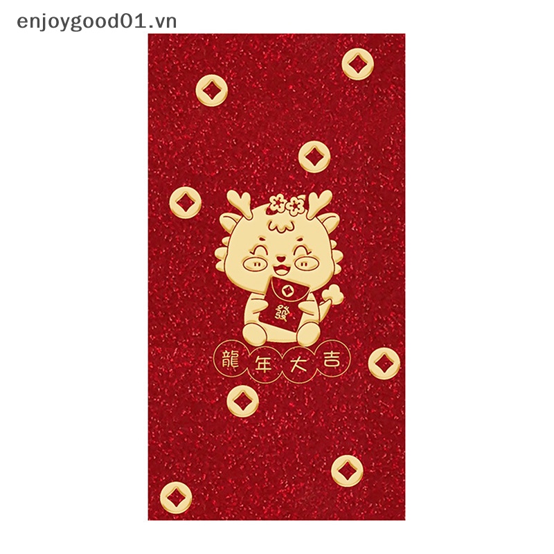 Set 6 Bao Lì Xì Màu Đỏ Họa Tiết Rồng Năm Mới 2024 Phong Cách Trung Hoa