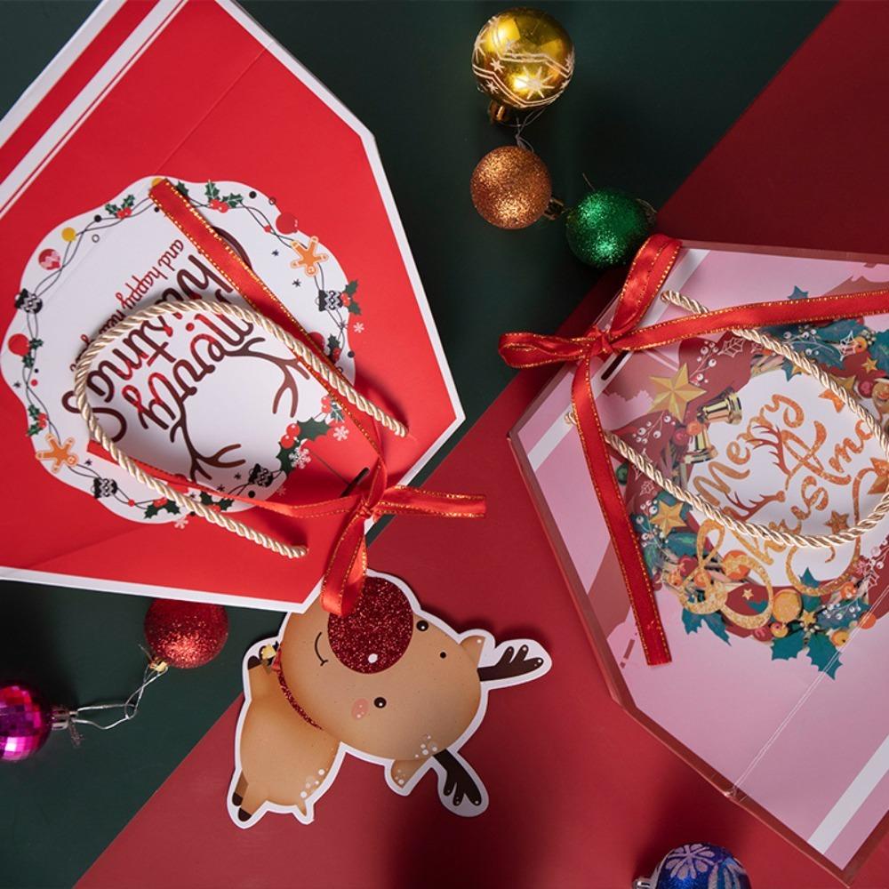 1 Túi Đựng Kẹo / Bánh Quy Có Tay Cầm Hình Ông Già Noel Năm Mới Dày Dặn