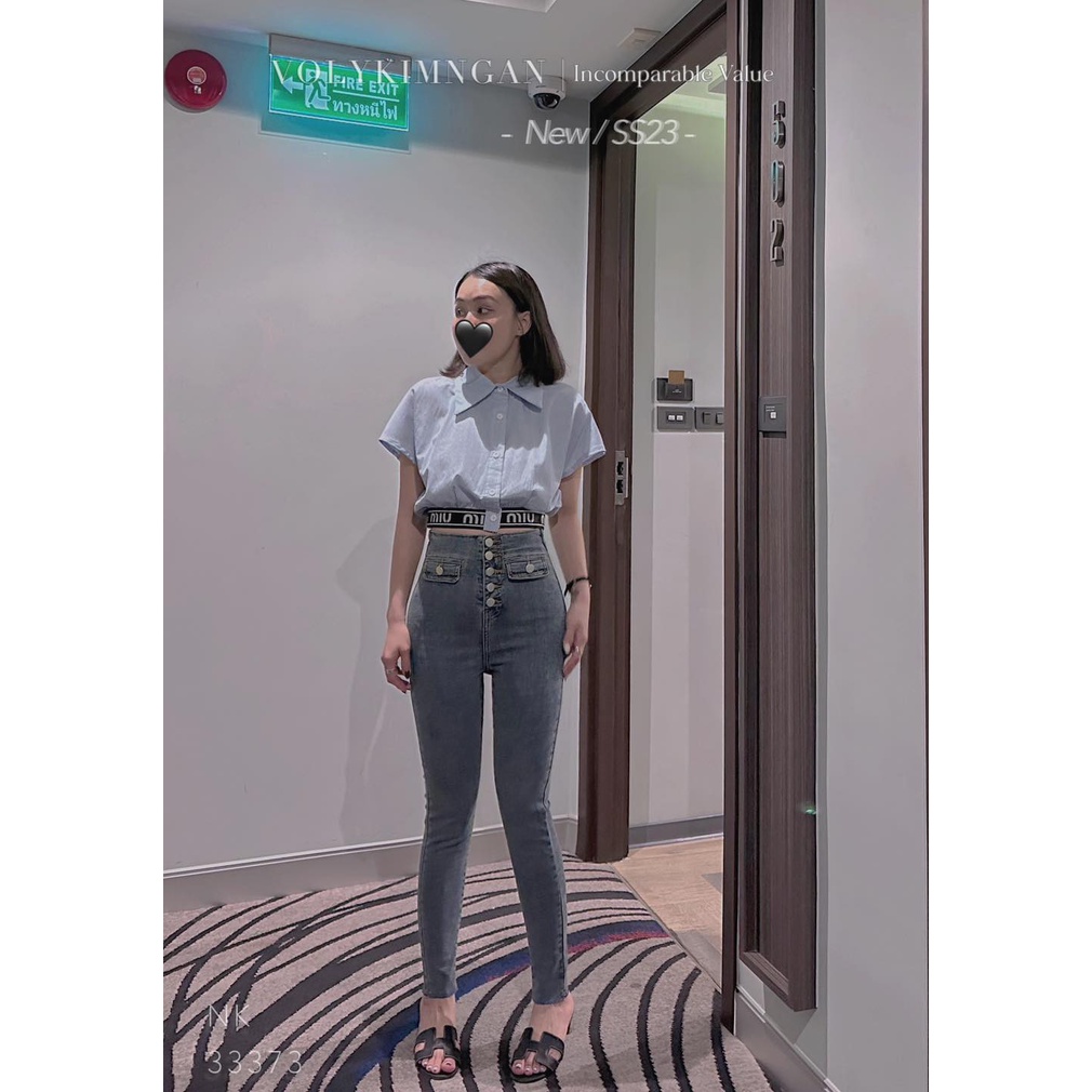 Quần jean lưng cao 5 nút