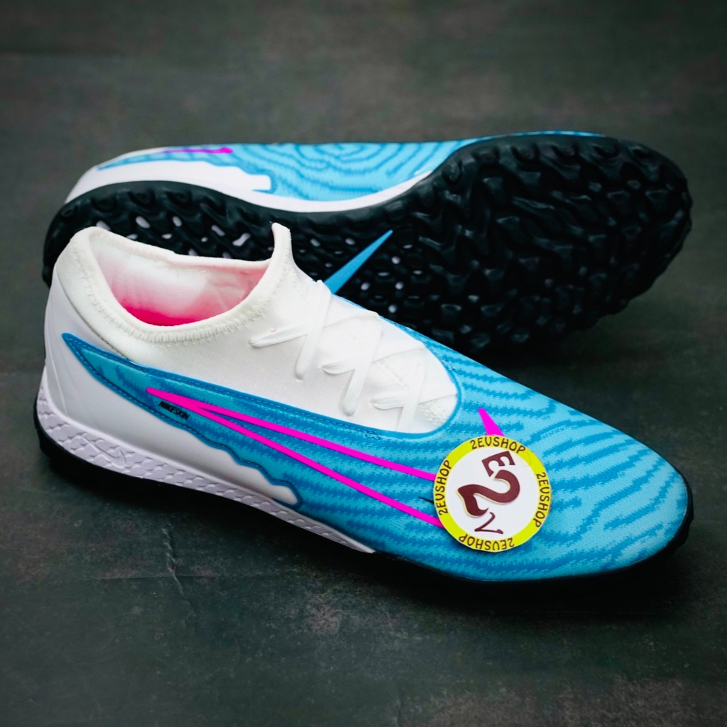 Giày bóng đá Phantom GX Pro Trắng Xanh, giày đá banh cỏ nhân tạo nam đã khâu đế - 2EVSHOP