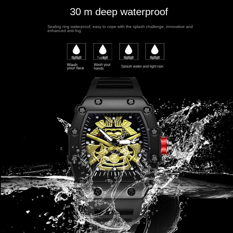 Novicta Đồng Hồ Thể Thao samurai Phản Quang Chống Thấm Nước Dây silicone Cho Nam