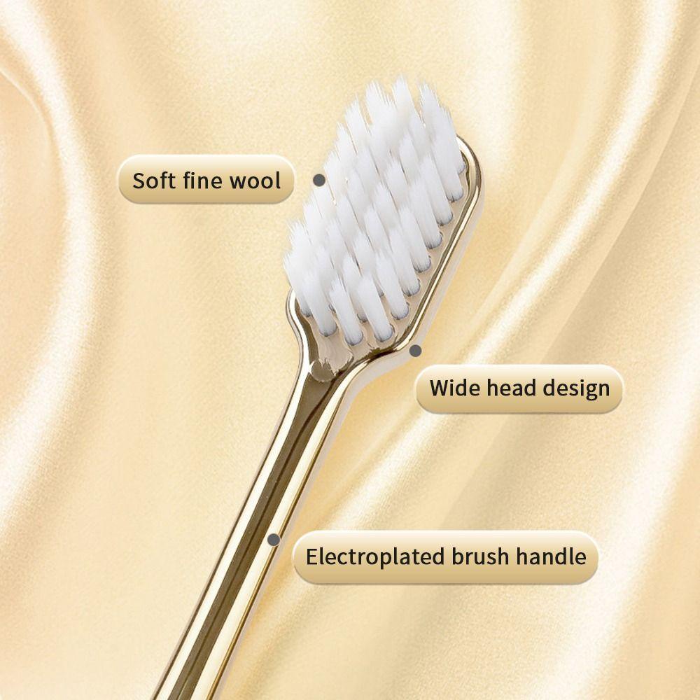 Bàn chải đánh răng mềm BOOCEAN, Bàn chải đánh răng mềm màu vàng bạc dành cho người lớn, Bàn chải nhẹ mạ điện sang trọng dành cho nam giới