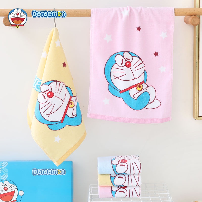 Doraemon Khăn Lau Mặt Vải cotton Lông Cừu Nguyên Chất Không Xoắn Thiết Kế Dễ Thương Cho Người Lớn Và Trẻ Em