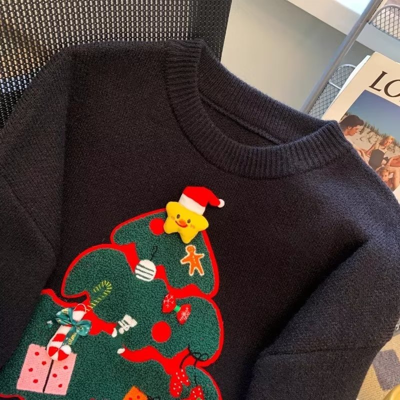 Áo sweater Tay Dài Cổ Tròn Dáng Rộng Thêu Họa Tiết Thời Trang Chất Lượng Cao Cho Nam Nữ