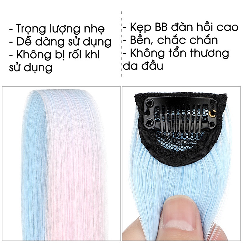 Kẹp tóc giả highlight nối dải màu Gradient 60cm mềm đẹp phong cách Hàn Quốc