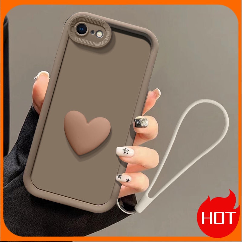 Ốp Điện Thoại Hình Trái Tim 3d Đơn Giản Gắn Dây Đeo Cho iphone 6 6s plus 7 8 case xr 7 plus 8 plus x xs xs max