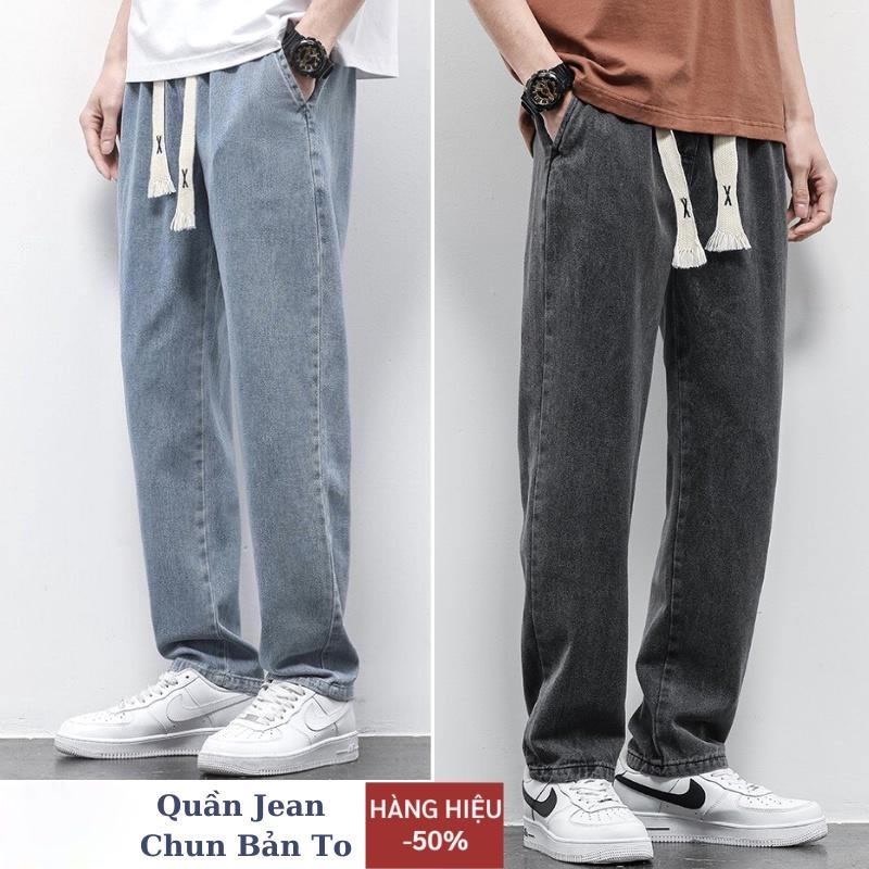 Quần jean nam baggy CẠP CHUN BẢN TO ống rộng ATRASTINO,Quần Bò Nam chun CẠP CAO Chất Bò cao cấp 2025