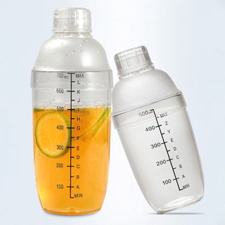 Bình lắc Shaker pha chế nhựa chia vạch đen 350ml- 500ml - 700ml - 1000ml - nắp bình lắc CASSN