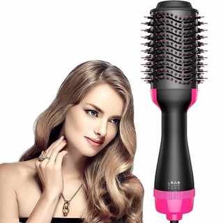 3 in 1 Rotating Electric Hair Straightener Brush Hair Curler Dryer Brush Hot Air Comb Pengering Rambut