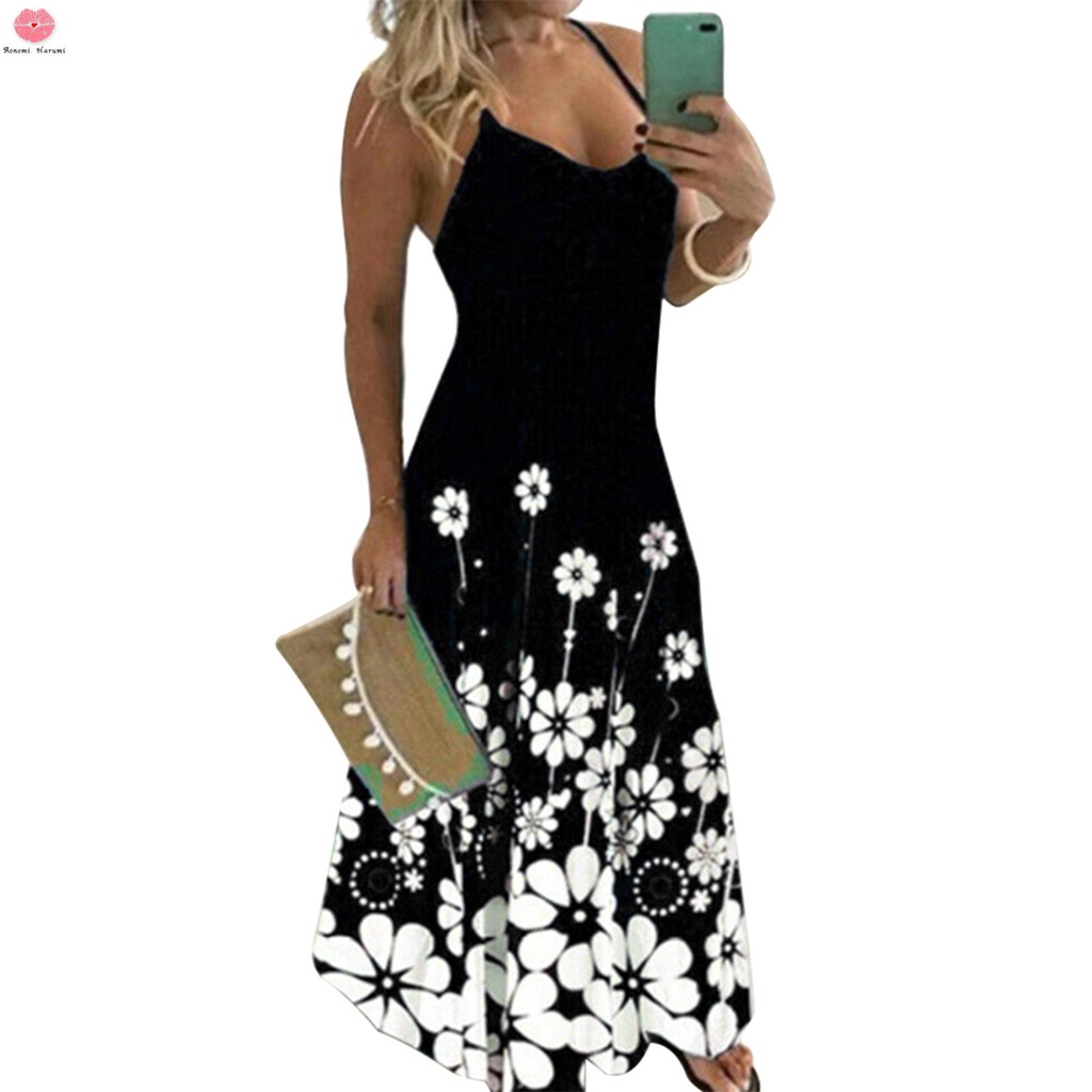 Đầm Hai Dây Cổ Chữ v In Họa Tiết Xinh Xắn Dành Cho Nữ