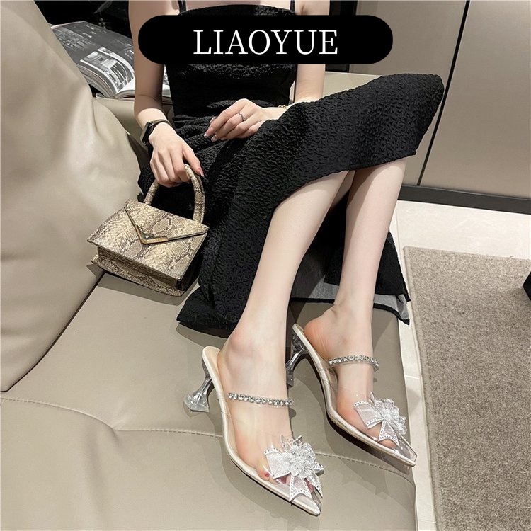 LIAOYUE Dép cao gót nữ 2023 HOTSALE  bít mũi đính đá mới 2023 21Z23051802