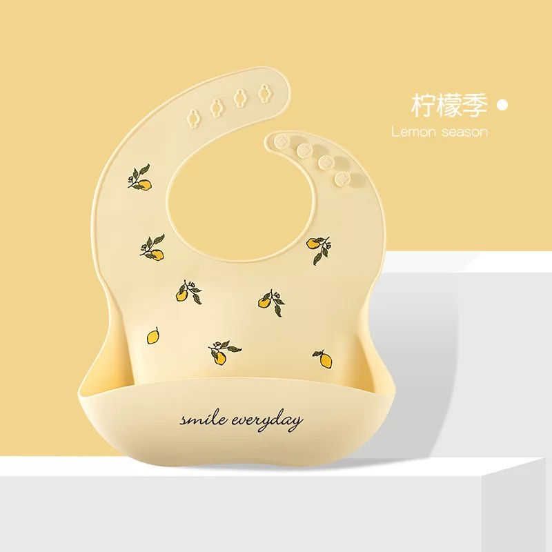 Yếm ăn dặm cho bé có máng hứng Tushie Treats chât sliệu dầy dặn phong cách Hàn Quốc Shopmegold1