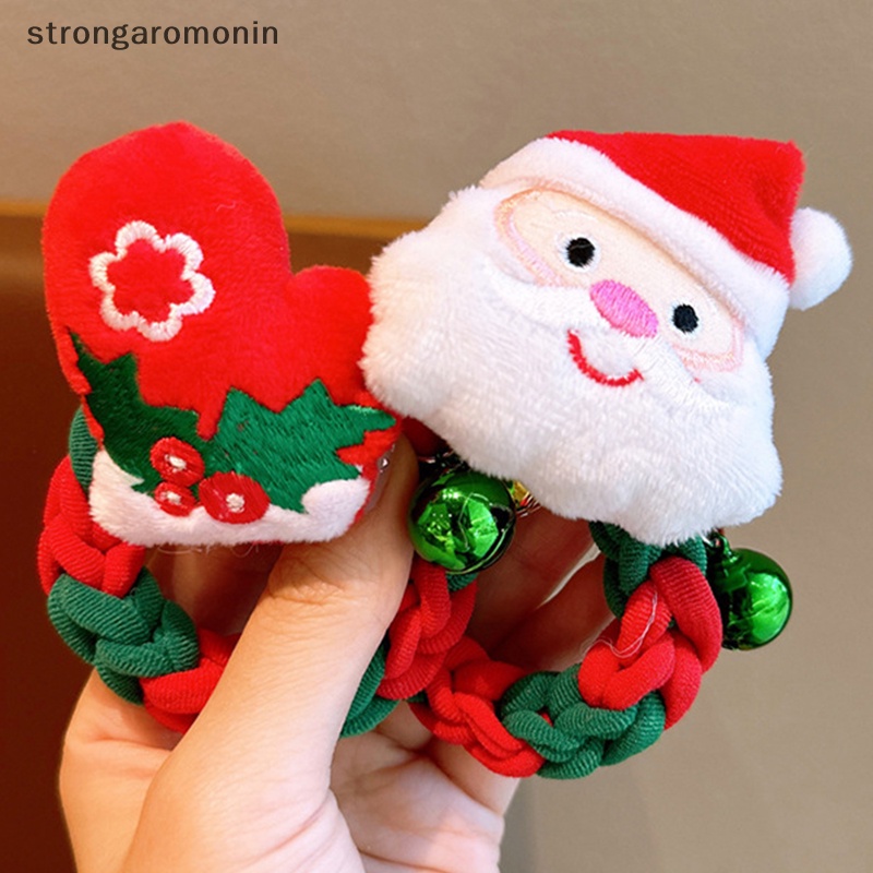 Dây Cột Tóc Cao Su Đính Bóng Lông Giáng Sinh Dễ Thương Cho Bé Gái