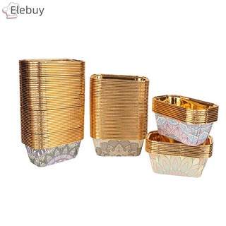 Set 50 Cốc Giấy Dày Hình Chữ Nhật Đựng Bánh muffin cupcake / cupcake / Bánh cupcake Màu Vàng Mới