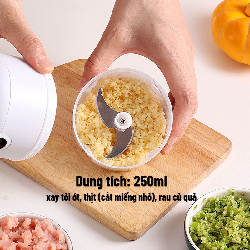 Máy xay tỏi ớt đa năng LAMJAD Siêu thị dòng mini sạc điện 250ml công suất 300w